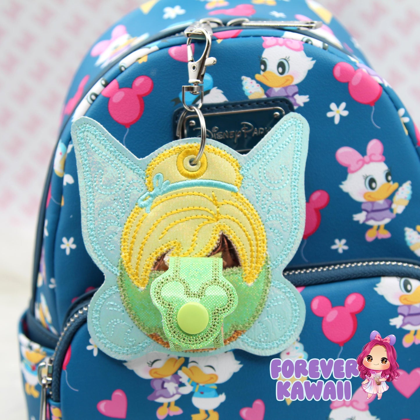 Fairy Mouse Park Ears Headband & Sunglasses Holder – Embroidered Glitter Vinyl, Theme Park Ears Keychain, Mouse Ears Holder