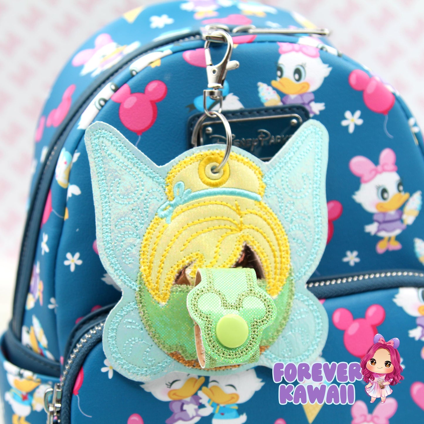 Fairy Mouse Park Ears Headband & Sunglasses Holder – Embroidered Glitter Vinyl, Theme Park Ears Keychain, Mouse Ears Holder