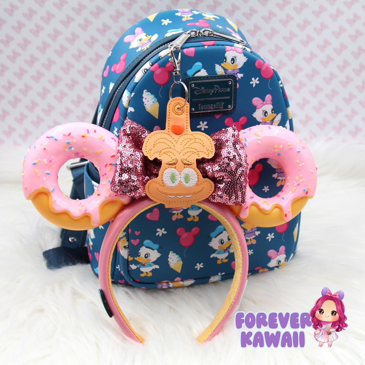 Anxiety Park Mouse Ears Holder Keychain – Glitter Headband Clip | Sunglasses Holder | Travel Storage | Mouse Ears Headband Holder