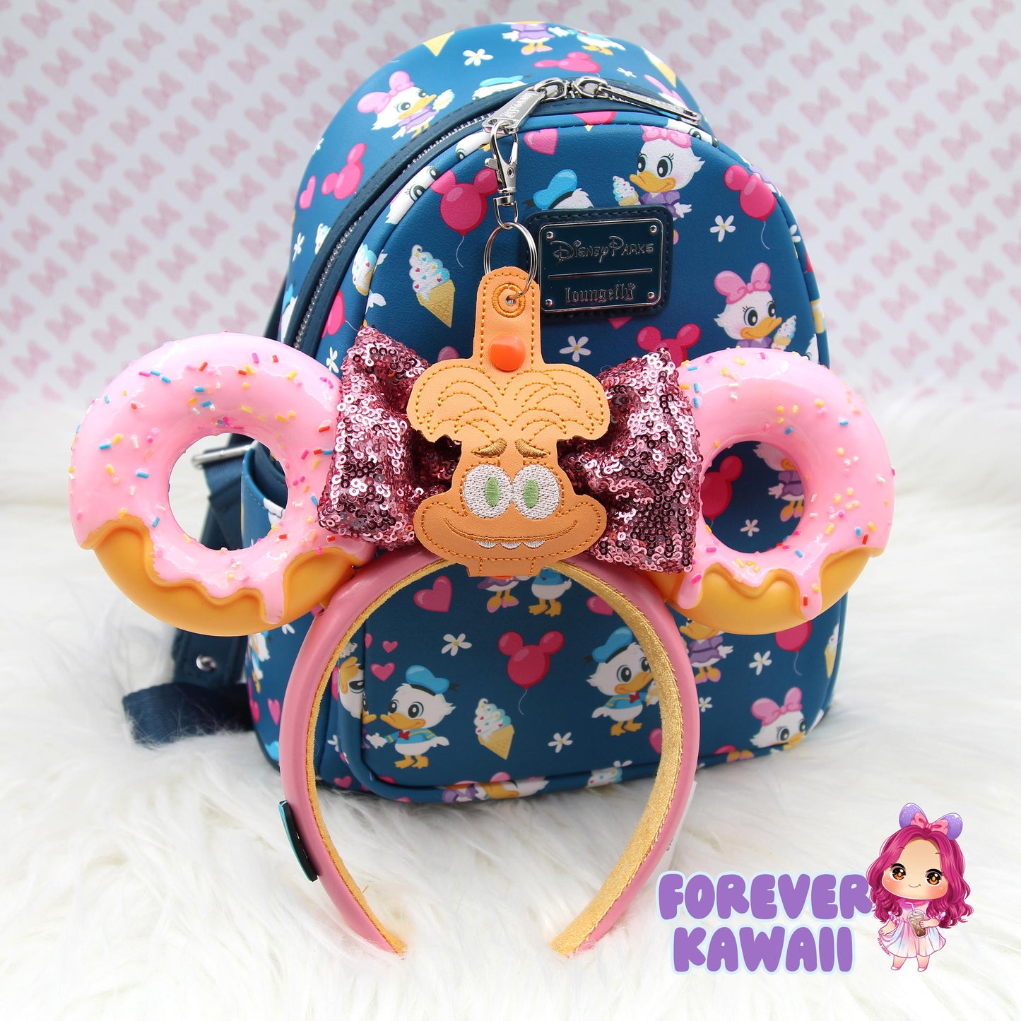 Anxiety Park Mouse Ears Holder Keychain – Glitter Headband Clip | Sunglasses Holder | Travel Storage | Mouse Ears Headband Holder