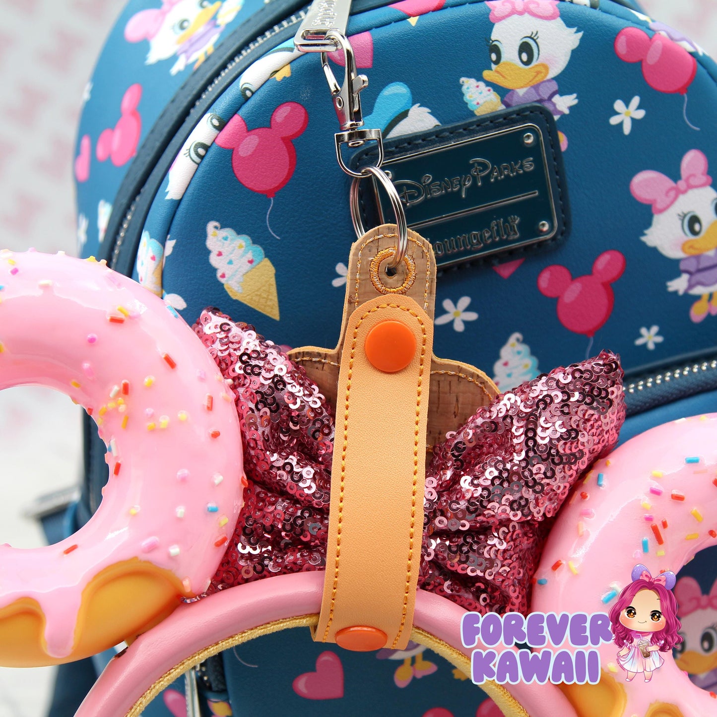 Anxiety Park Mouse Ears Holder Keychain – Glitter Headband Clip | Sunglasses Holder | Travel Storage | Mouse Ears Headband Holder