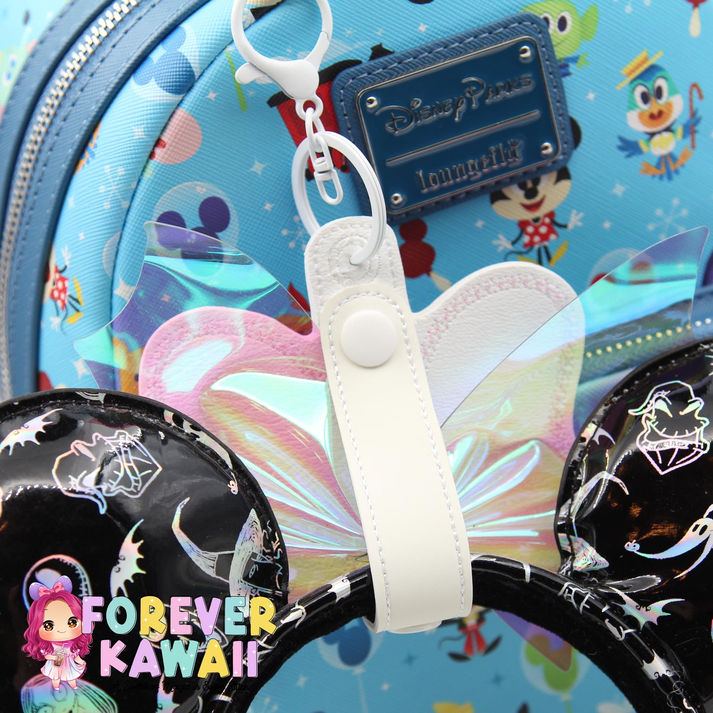 Glow In The Dark Bow Park Ears Holder Keychain, Includes One Extender, Park Ears Holder, Secure Your Park Ears, Hat, Sunglasses, Resort Cup