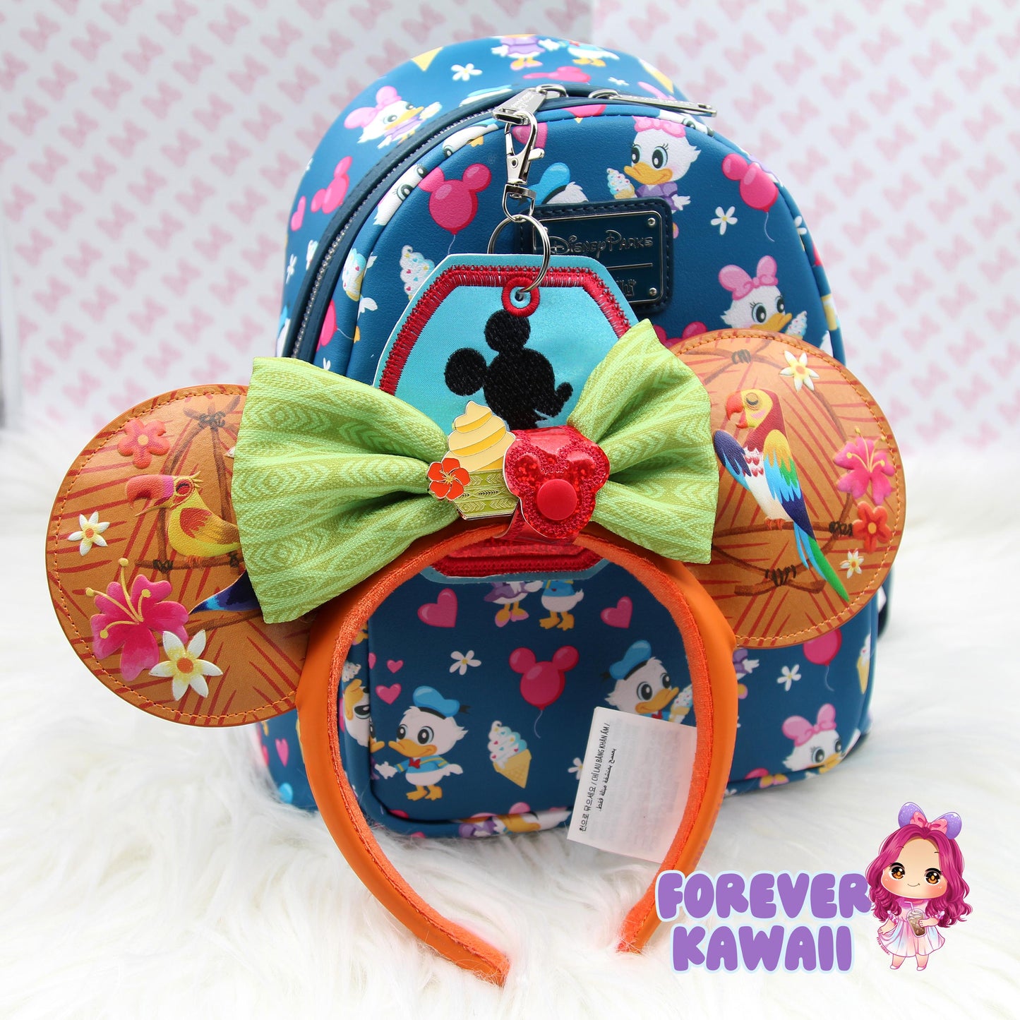Skyline Park Mouse Ears Holder Keychain – Glitter Vinyl Headband Clip | Sunglasses Holder | Travel Storage | Mouse Ears Headband Holder
