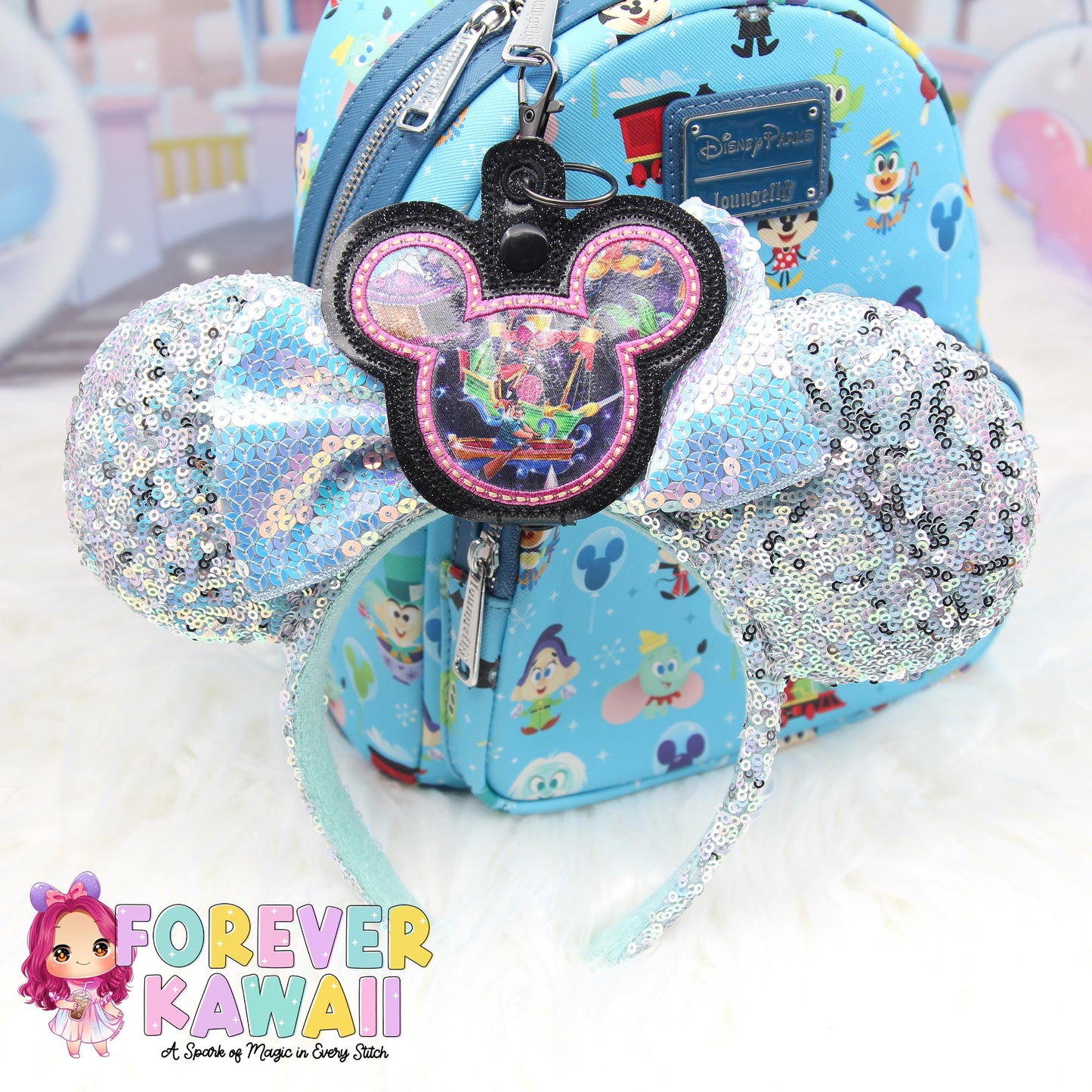 Main Street Electrical Parade Mouse Ears Holder – Applique , Park Ears Holder, Secure Your Park Ears, Hat, Sunglasses, Pirate Hook