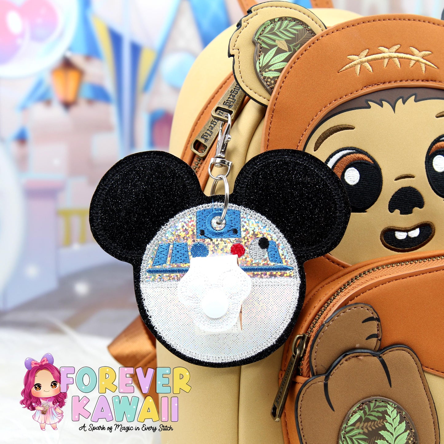 R2D2 Mouse Ears Holder Keychain – Galaxy Hat Holder | Sunglasses Holder | Star Wars Ear Holder | Mouse Ears Headband Holder