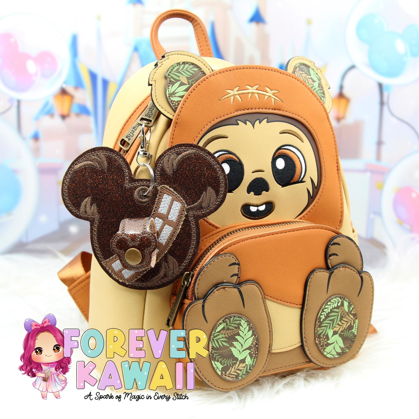 Chewie Mouse Ears Holder Keychain – Galaxy Hat Holder | Sunglasses Holder | Star Wars Ear Holder | Mouse Ears Headband Holder