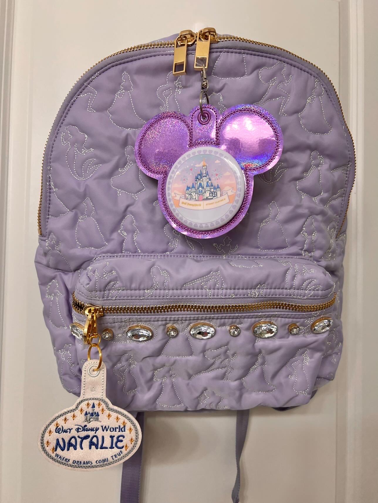 Purple Iridescent Holographic Vinyl - Mouse Backer Keychain for 3” Celebration Buttons - Badge Holder - Backpack Charm - Theme Park