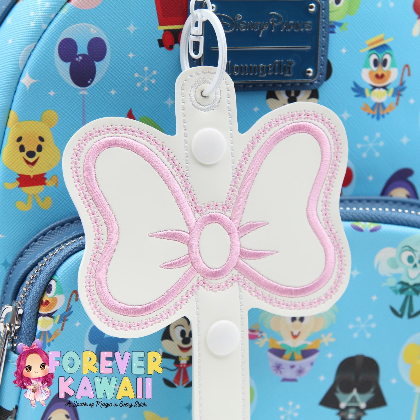 Glow In The Dark Bow Park Ears Holder Keychain, Includes One Extender, Park Ears Holder, Secure Your Park Ears, Hat, Sunglasses, Resort Cup