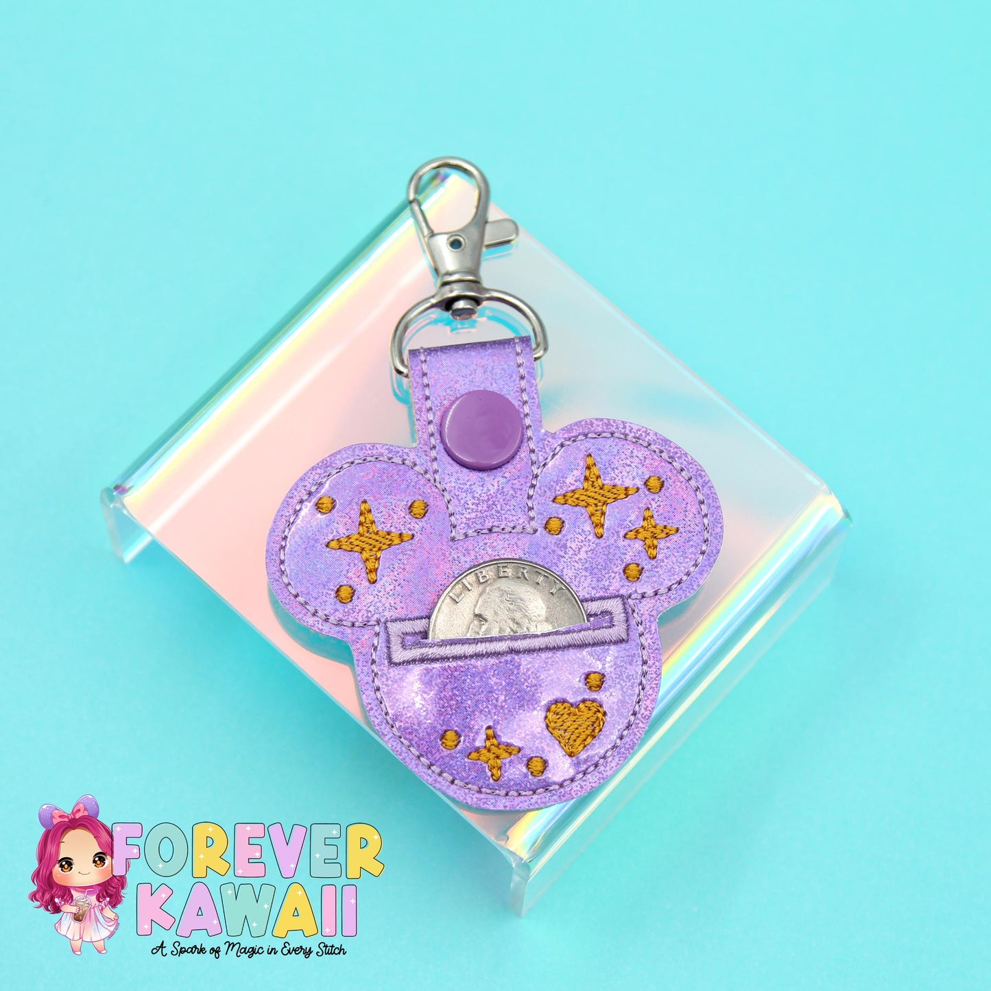 Mouse Head Grocery Cart Quarter Holder Keychain – Quarter Keeper for Shopping Cart – Reusable Coin Holder – Never Forget Your Quarter Again!
