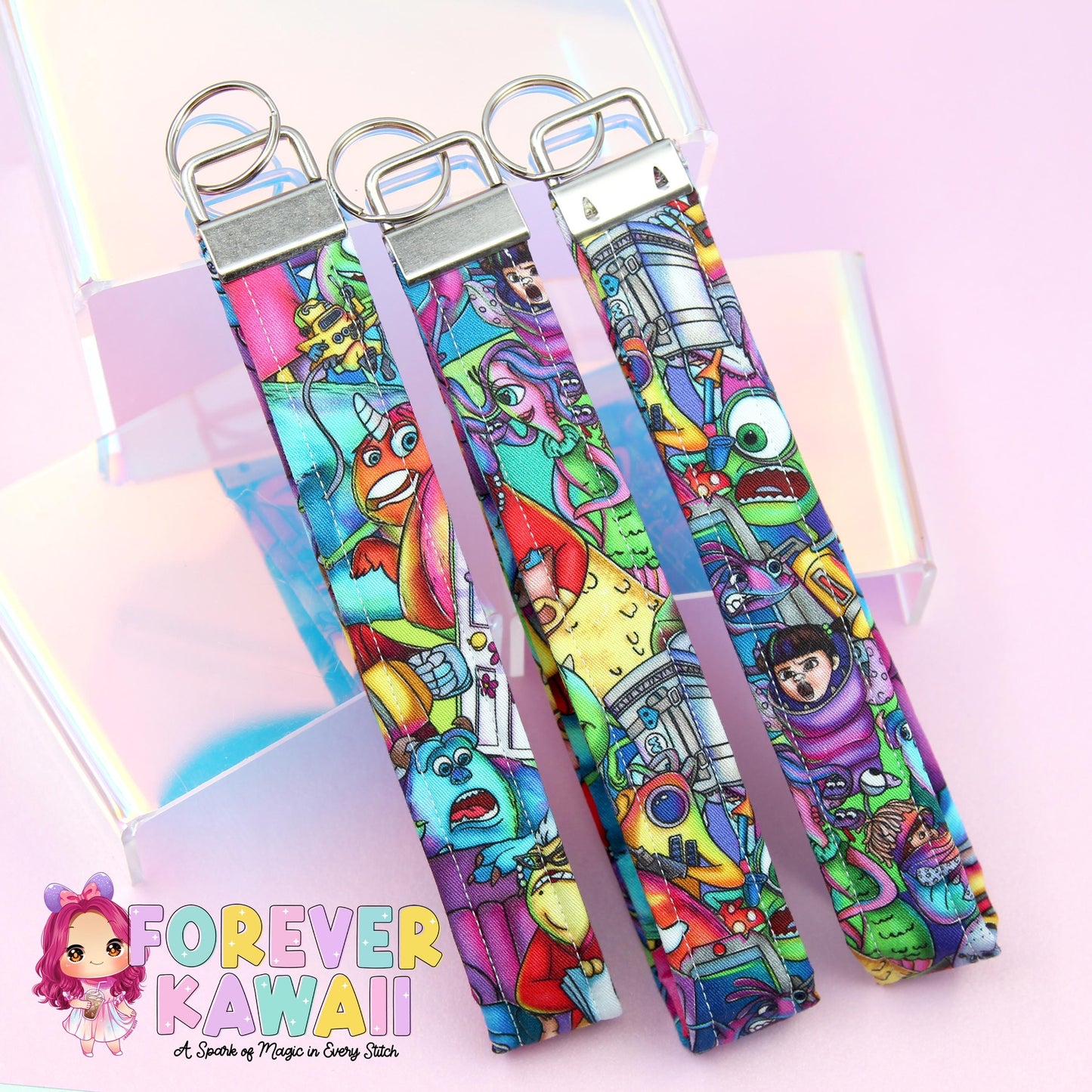 Monsters-Inspired Keychain – Whimsical Keyfob Featuring Playful Monsters, Doors, and Colorful Elements – Fun Keychain for Fans of Adventures