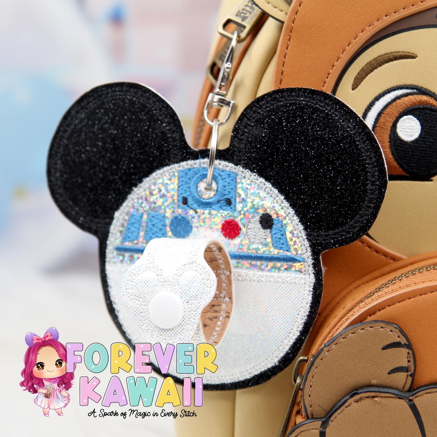 R2D2 Mouse Ears Holder Keychain – Galaxy Hat Holder | Sunglasses Holder | Star Wars Ear Holder | Mouse Ears Headband Holder