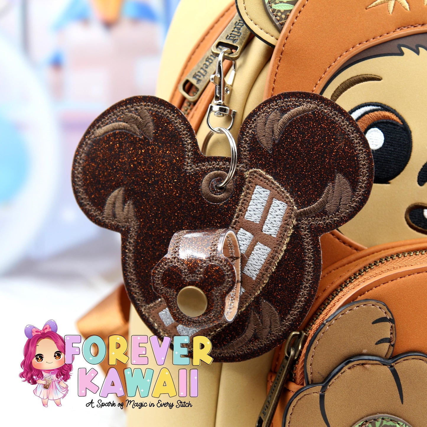 Chewie Mouse Ears Holder Keychain – Galaxy Hat Holder | Sunglasses Holder | Star Wars Ear Holder | Mouse Ears Headband Holder