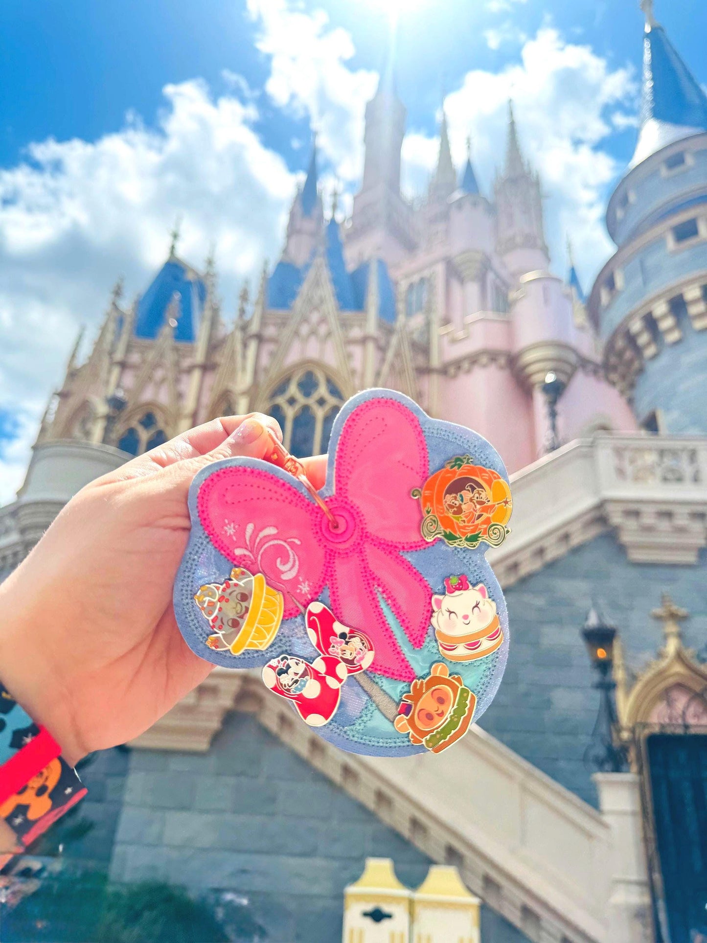 Fairy Godmother Inspired Pin Trading Keychain – Handmade Embroidered Pin Holder with Cork Backing for Enamel Pins - Theme Park Pin
