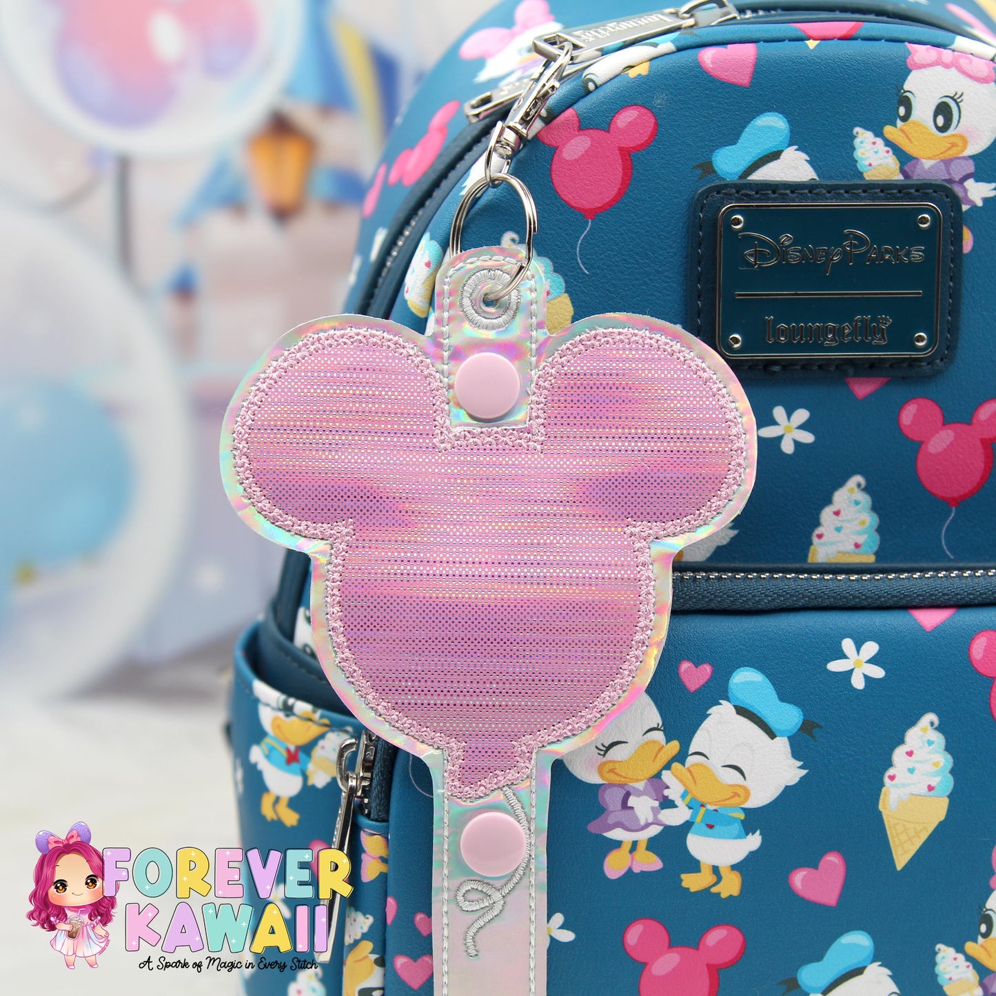 Pink Balloon Park Ear Holder - Mickey Ear Holder - Disney Ear Organizer - Holographic Glitter Vinyl - Magic Kingdom Must-Have - Sunglasses