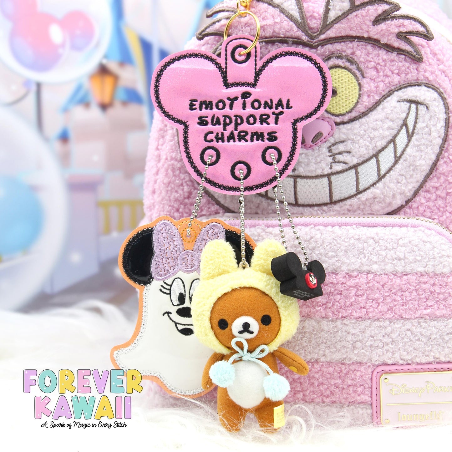 Emotional Support Charms Holder β Pink Glitter Mouse Head Keychain β Bag Charm Organizer β Add Your Favorite Charms