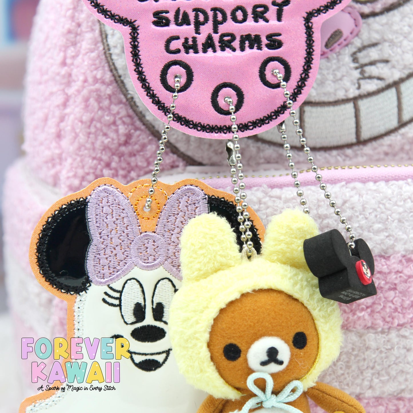 Emotional Support Charms Holder β Pink Glitter Mouse Head Keychain β Bag Charm Organizer β Add Your Favorite Charms