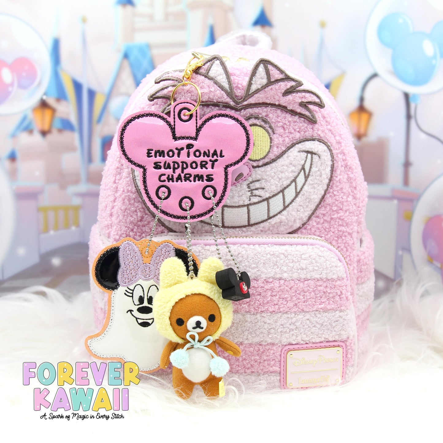 Emotional Support Charms Holder β Pink Glitter Mouse Head Keychain β Bag Charm Organizer β Add Your Favorite Charms