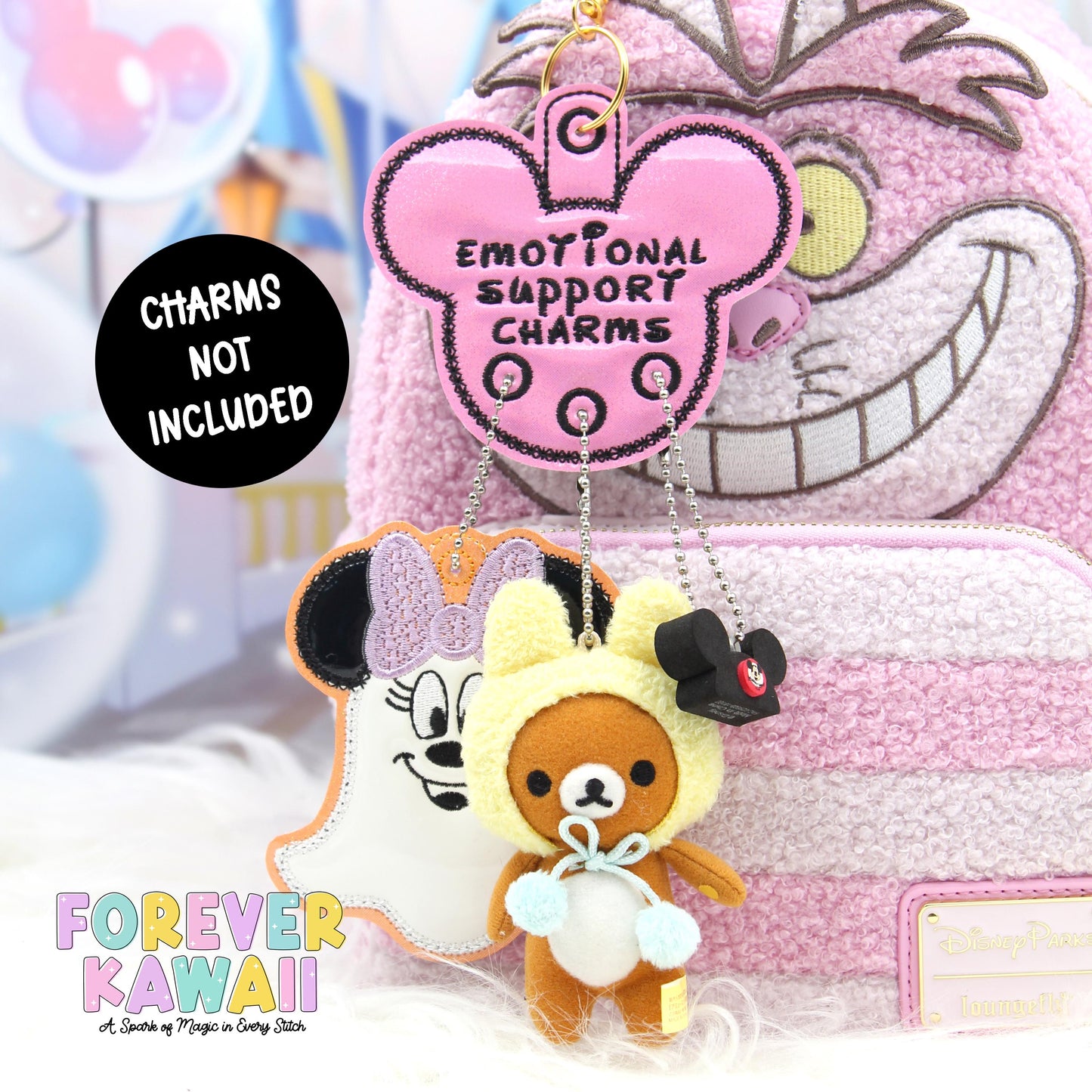 Emotional Support Charms Holder β Pink Glitter Mouse Head Keychain β Bag Charm Organizer β Add Your Favorite Charms