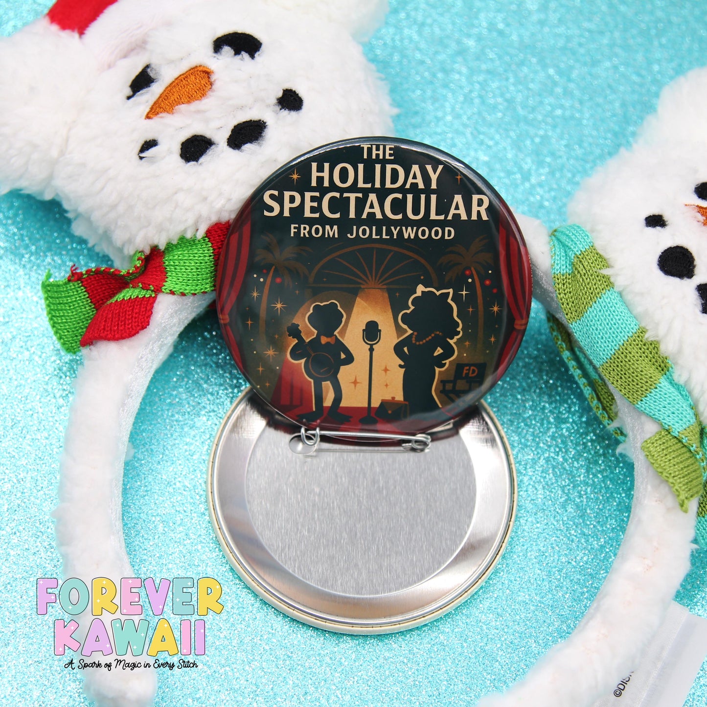 Jollywood Holiday Spectacular 2025 Inspired 3" Celebration Button – Vintage Hollywood Christmas Theme Park Souvenir