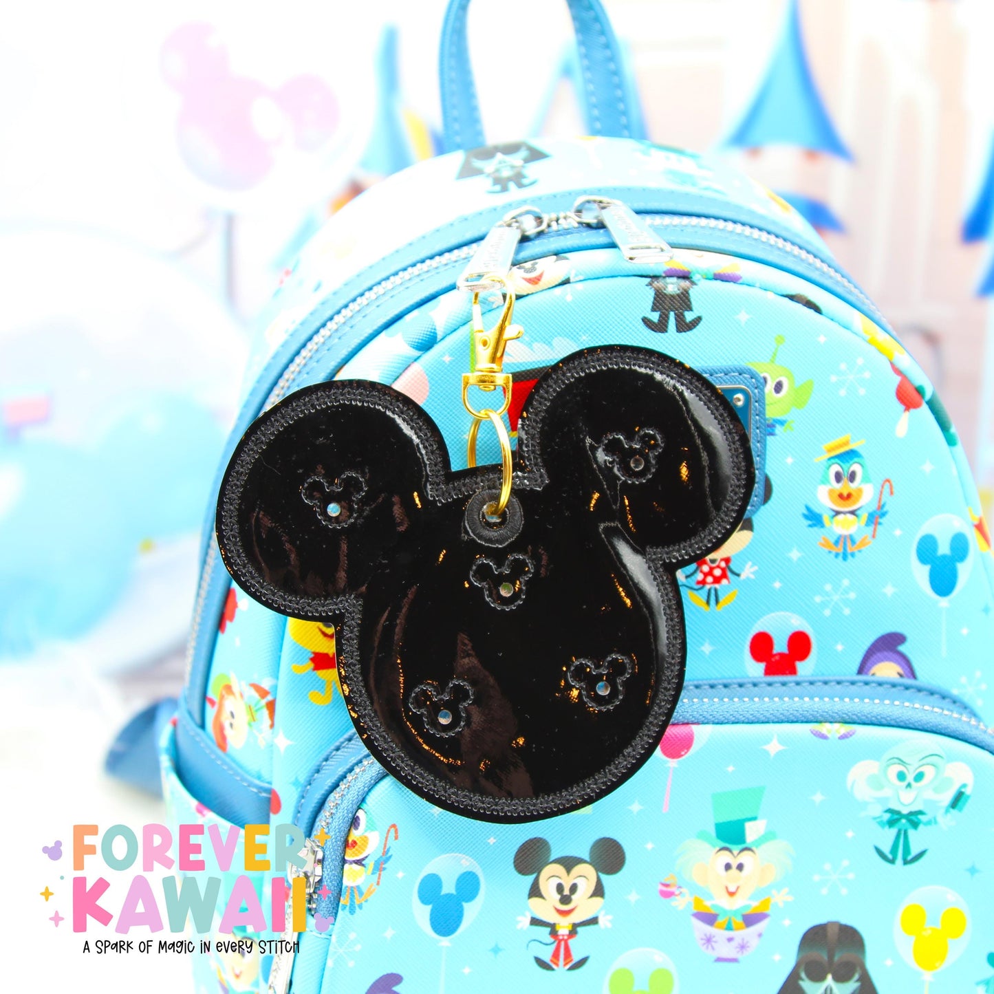 Black Gloss Disney Pin Trading Keychain | Choose 3 Pin Holder or 5 Pin Holder | Park Trading Bag Charm & Display Accessory
