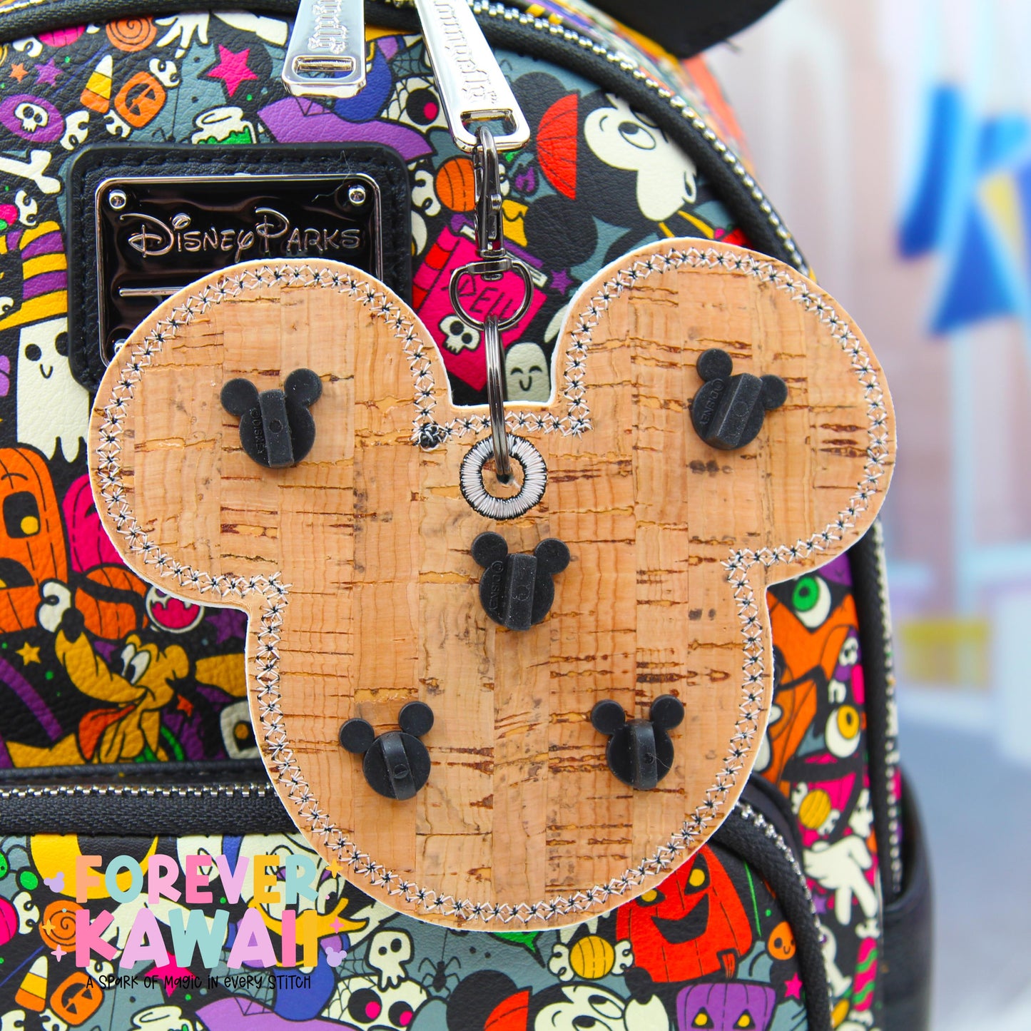 Haunted Mansion Wallpaper Pin Trading Keychain | 5 Pin Holder | Disney Ride-Inspired Bag Charm | Pattern Placement Will Vary | Non-Glitter