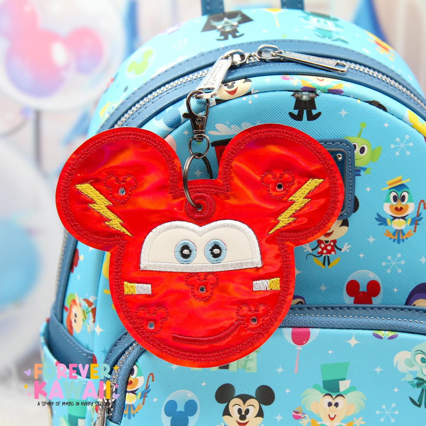 Lightning McQueen Pin Trading Keychain | Cars Inspired 5 Pin Holder | Disney Pin Trading Bag Charm | Pixar Racing Accessory