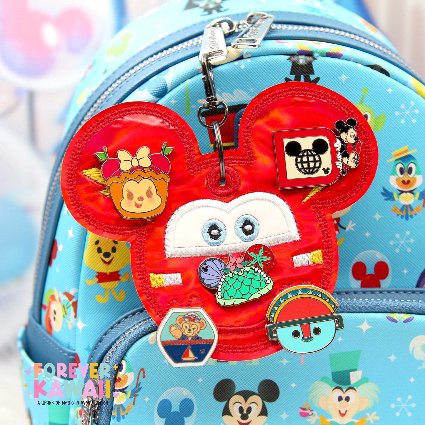 Lightning McQueen Pin Trading Keychain | Cars Inspired 5 Pin Holder | Disney Pin Trading Bag Charm | Pixar Racing Accessory