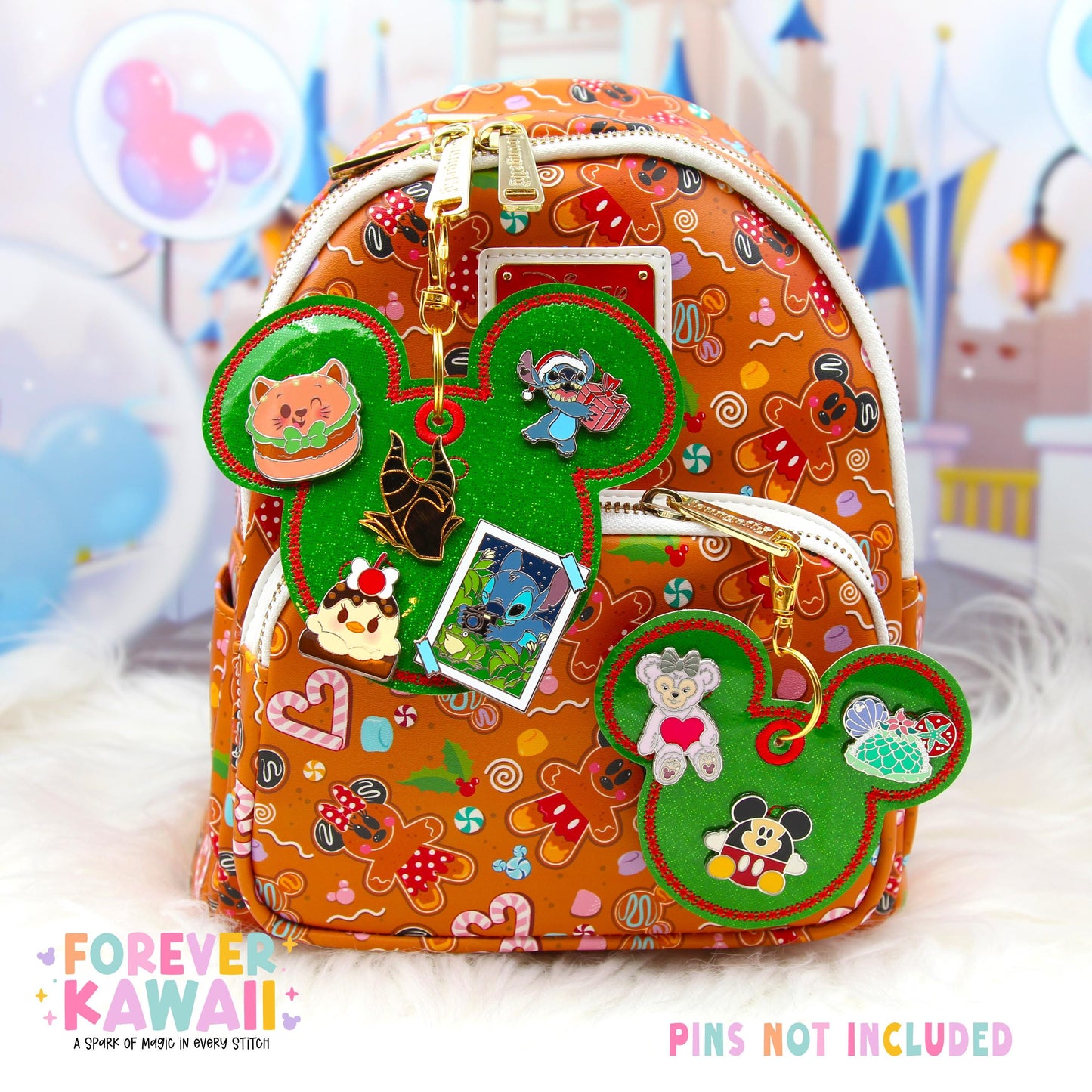 Christmas Pin Trading Keychain | Choose 3 or 5 Pin Holder | Green or Red Glitter Park Bag Charm | Holiday Disney Pin Collector Gift