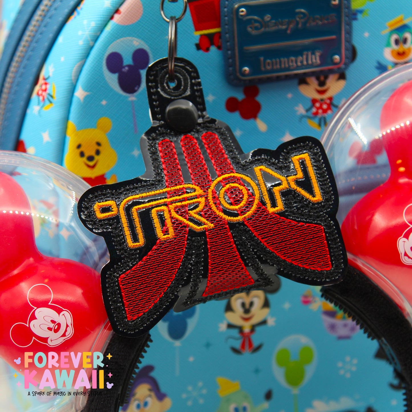 TRON Mouse Ears Holder – Gloss Black Vinyl | Choose Blue or Red | Park Ears Holder | Secure Ears, Hat or Sunglasses | Disney TRON Gift