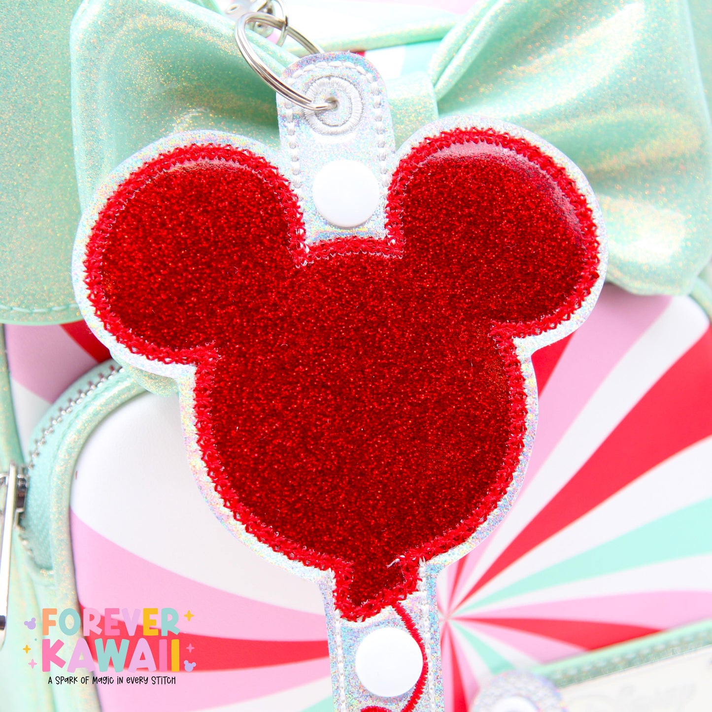 Red Glitter Balloon Mouse Ears Holder β Sparkle Vinyl | Park Ears Holder | Secure Ears, Hat, or Sunglasses | Holiday Disney Christmas Gift