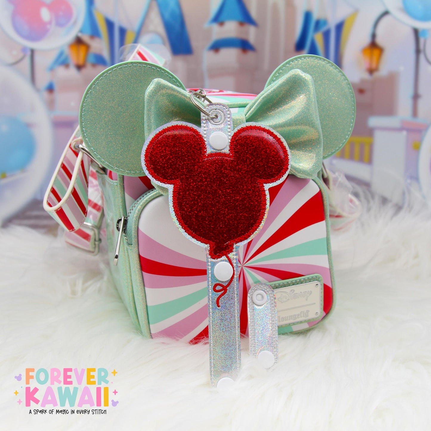 Red Glitter Balloon Mouse Ears Holder β Sparkle Vinyl | Park Ears Holder | Secure Ears, Hat, or Sunglasses | Holiday Disney Christmas Gift