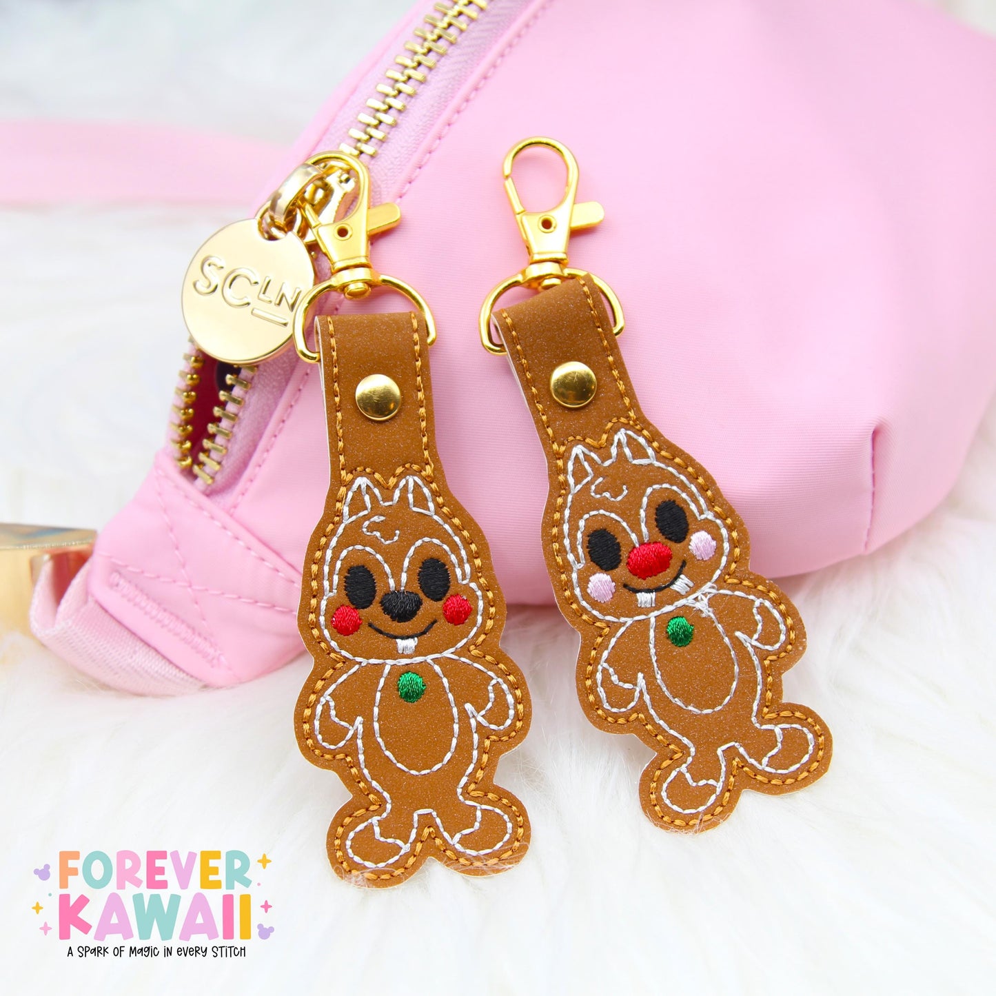 Dale Gingerbread Snap Tab β Disney Bag Charm, Christmas Keychain, Holiday Gift, Keychain for Park Bags, Backpacks, and More