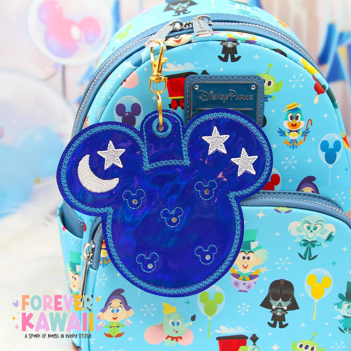 Magical Apprentice Pin Trading Keychain β Kawaii Disney Bag Charm, Park Magic Vinyl Pin Holder, Handmade Mouse Keychain