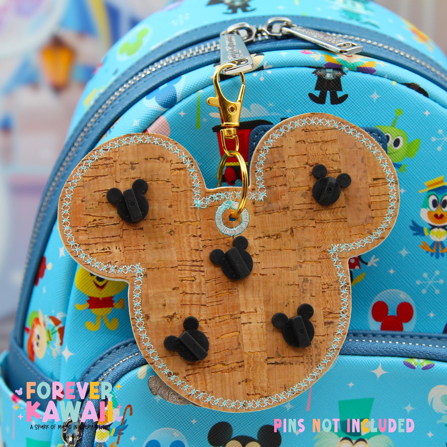 Little Mermaid Pin Trading Keychain | Ocean Theme Park Bag Charm | Holds 5 Pins | Disney Pin Collector Accessory