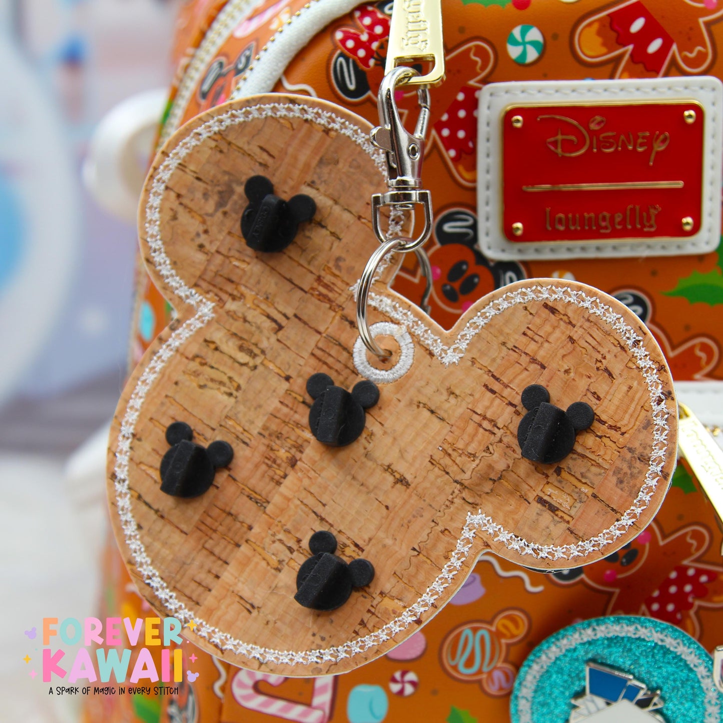 Aqua Blue Glitter Pin Trading Keychain | Choose 3 or 5 Pin Holder | Winter Disney Park Bag Charm | Enamel Pin Collector Gift