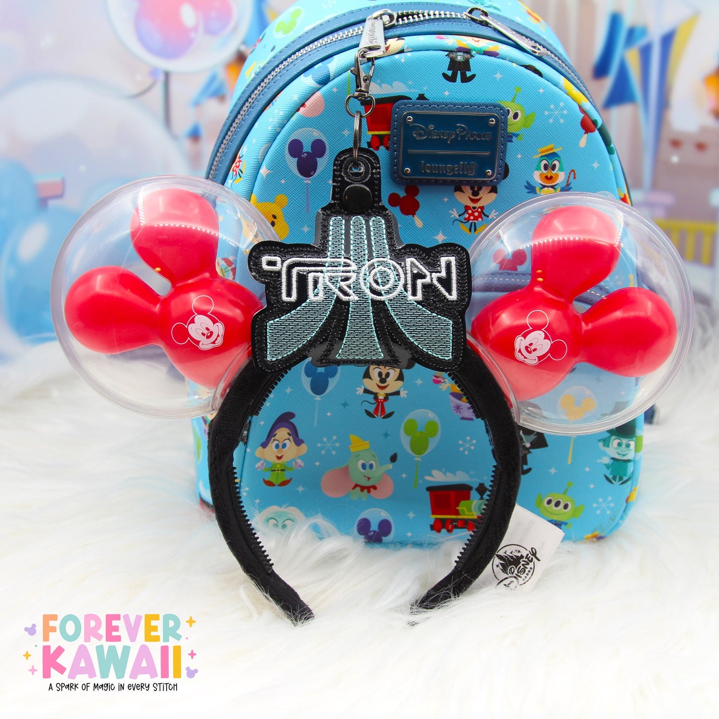 TRON Mouse Ears Holder – Gloss Black Vinyl | Choose Blue or Red | Park Ears Holder | Secure Ears, Hat or Sunglasses | Disney TRON Gift