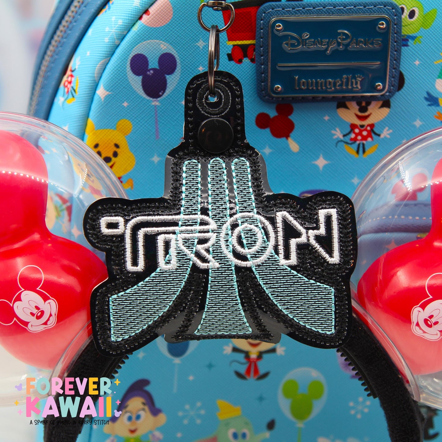 TRON Mouse Ears Holder – Gloss Black Vinyl | Choose Blue or Red | Park Ears Holder | Secure Ears, Hat or Sunglasses | Disney TRON Gift