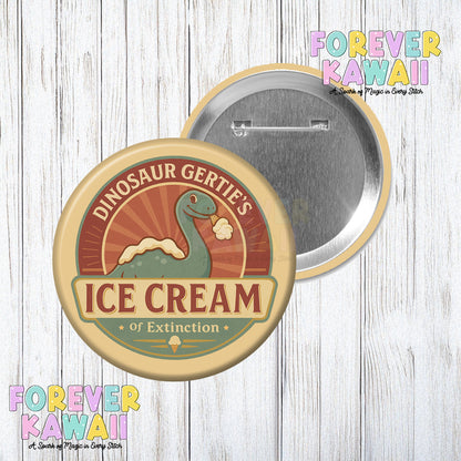Dinosaur Gertie's Ice Cream - Celebration Pinback Button