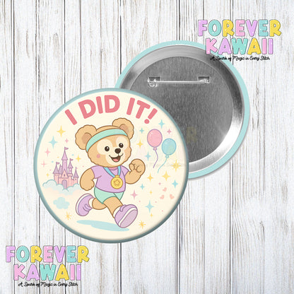 Marathon Celebration Pinback Button - Duffy I Did It Running Achievement Badge - Park Button