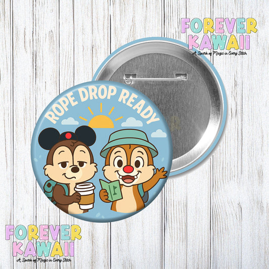 Rope Drop Ready - Chipmunks - Celebration Pinback Button