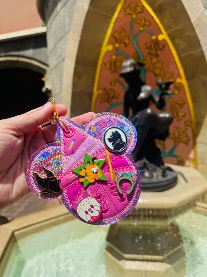 Pink Fairy Pin Trading Keychain | 5 Hole Enamel Pin Holder | Pin Display Keychain