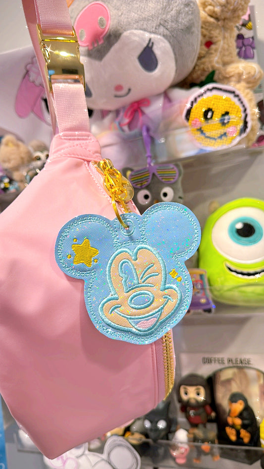 Blue Holographic Winking Bag Charm Keychain
