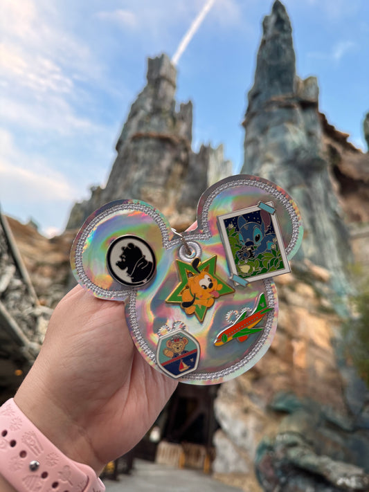 Holographic Trading Keychain | 5 Hole Enamel Pin Holder | Pin Display Keychain