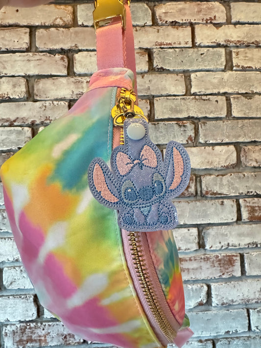 Baby Bow Blue Alien Snap Tab Keychain