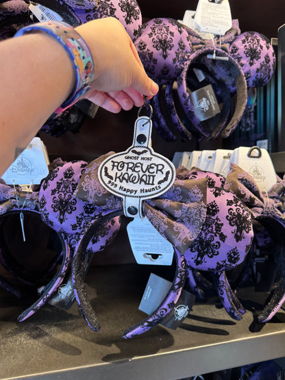 Personalized Ghost Host Inspired Ear Holder Keychain | Haunted Mansion Name Tag Keychain | Custom Halloween Disney Park Accessory