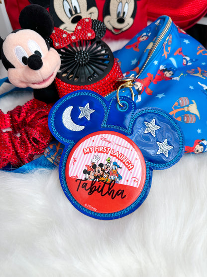Blue Holographic Magic Mouse Button Holder Keychain | Celestial Celebration Accessory