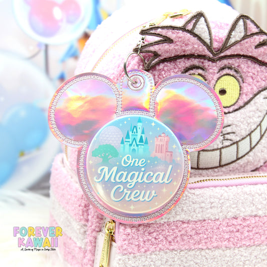 Pink Holographic Mouse Ear Button Holder – Vinyl Bag Charm for 3" Buttons – Cork Backed Display Clip (Copy)