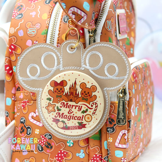 Gingerbread Cookie Celebration Button Holder – Christmas Park Bag Charm – Fits 3” Buttons