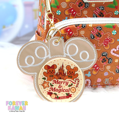 Gingerbread Cookie Celebration Button Holder – Christmas Park Bag Charm – Fits 3” Buttons