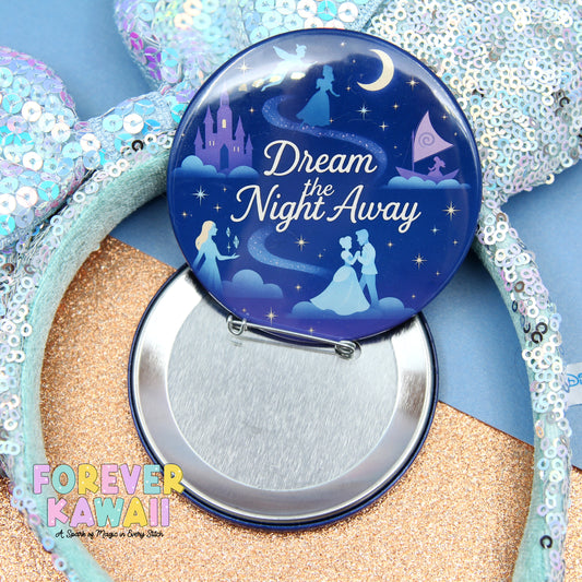 Starlight Parade Dream the Night Away – Starlight Parade Celebration Pinback Button | 3" Princess-Inspired Park Pin | Nighttime Disney Parade Badge